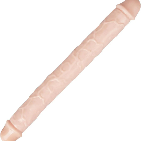 Double-Ended Dildo — 12 Inch, Veined Silicone, Flexible — Dildos, Body-safe silicone