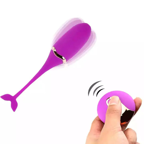 Vibrating Love Egg — Silicone, Retrieval Tail, Remote — Remote Control Vibrators, Body-safe silicone