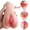 1-in-3 Realistic Oral Vagina Anal Pocket Pussy Men Masturbator — anal plug