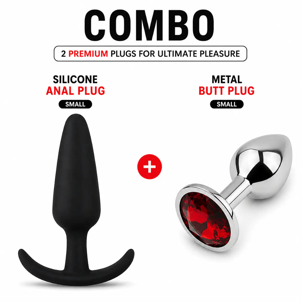 Two piece plug combo, metal jewel and silicone anchor base