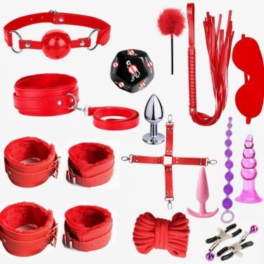 15 Pieces Set for Beginners BDSM Restraints Red — bdsm kit