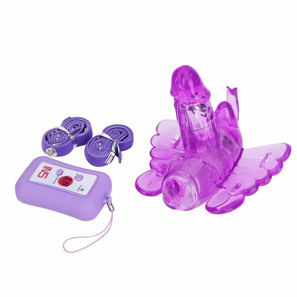 18 Mode Wireless Wearable Butterfly Strap-on Dildo Vibrator for Women | Blue — strap on dildo