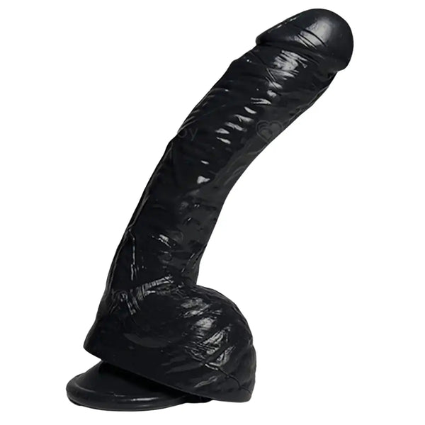 Realistic Dildo — 9 Inch, 7 Inch Insertable, Suction Cup, Black — Dildos, Soft body-safe silicone