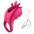 2 In 1 Vibrating Tongue Licking USB Charging Penis Ring For Men — penis ring