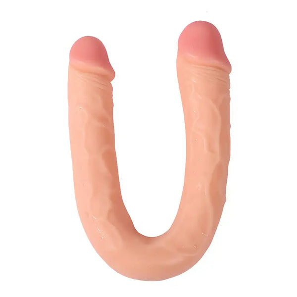 U-Shaped Double Dildo — 12 Inch, Veined, For Couples — Dildos, Body-safe flexible material with veined texture