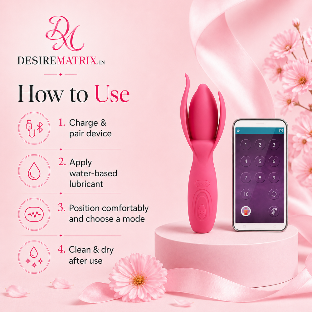 Control button and charging contacts on the Lotus wand massager
