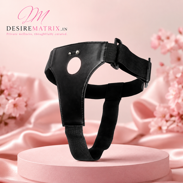 Adjustable Strap-On Panties with Dildo — Black Leather — Strap On Dildos, Leather