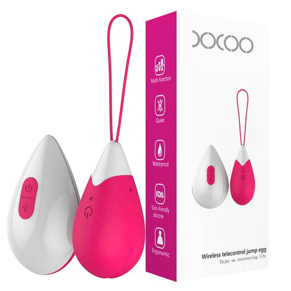 Remote Control Egg Vibrator — 10 Speeds, Loop Retrieval Cord — Remote Control Vibrators, Smooth body-safe silicone
