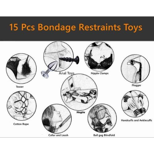 15-Pieces BDSM Bondage Kit for Restraint Sex — bdsm kit