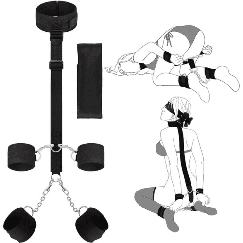 BDSM Bondage Kit for Couples Sex Adjustable Set with Handcuffs, Ankle Cuffs, Blindfold Restraint — bdsm kit