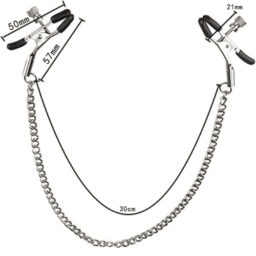 Adjustable Nipple Clamp with Chain Jewellery Clip — bdsm toy