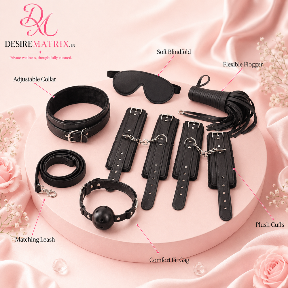 Flogger included in the bedroom play bondage kit