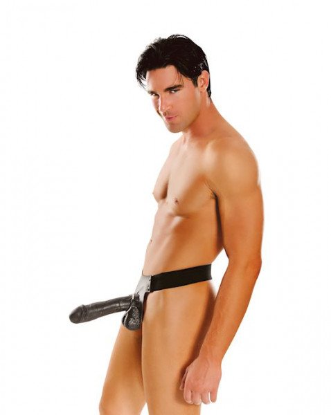 Black Silicone Strap-On Dildo with Harness — strap on dildo