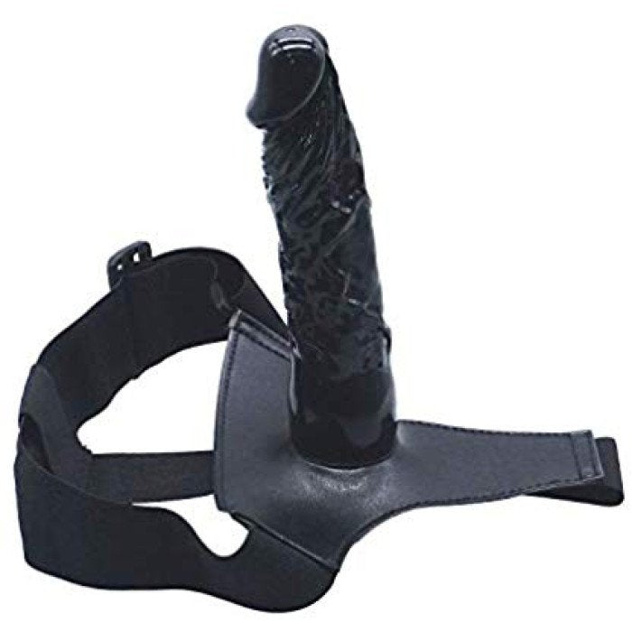 Black Silicone Strap-On Dildo with Harness — strap on dildo