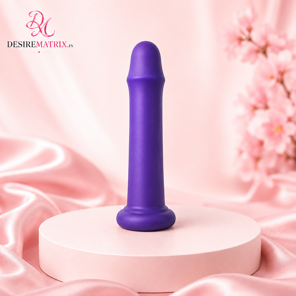 Blue silicone strap-on dildo, 18 cm
