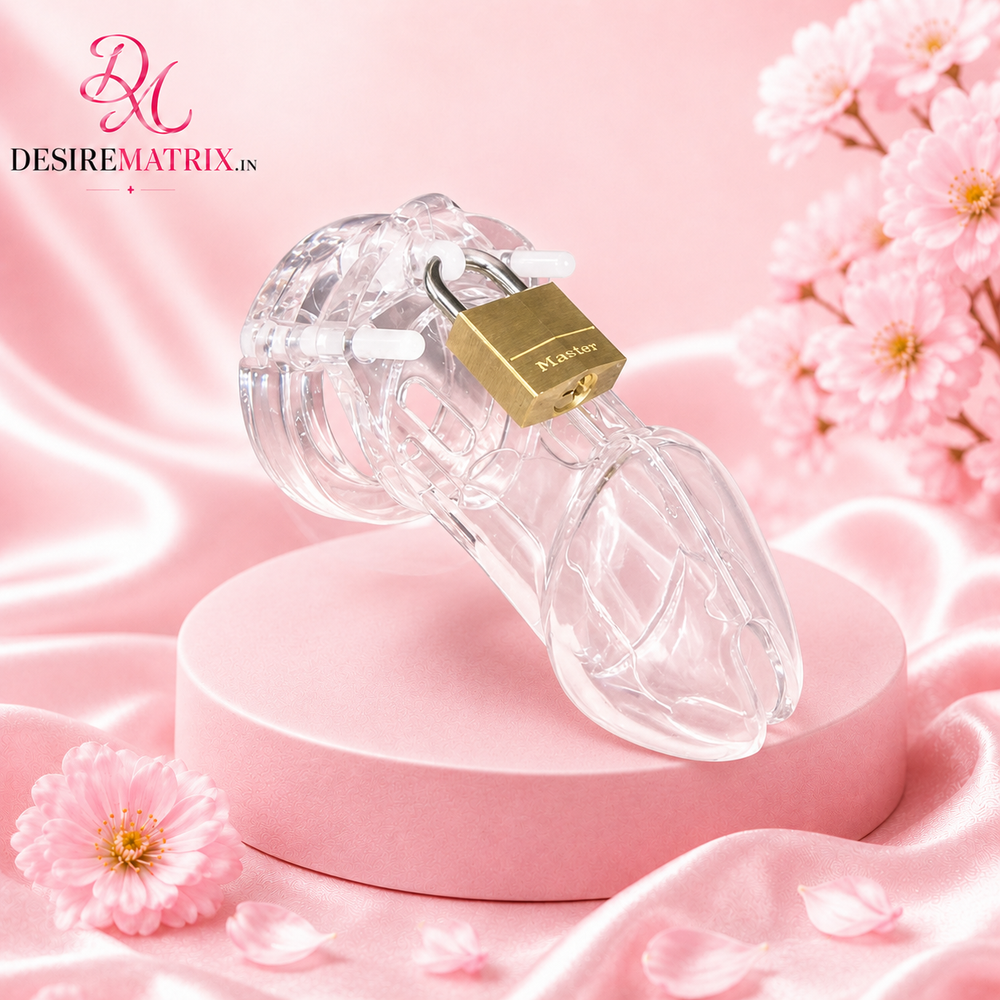 CB-6000 male chastity device in clear polycarbonate