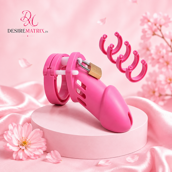 CB-6000 Chastity Cage for Men in Pink — Penis Lock Kit — Chastity Devices, Moulded plastic