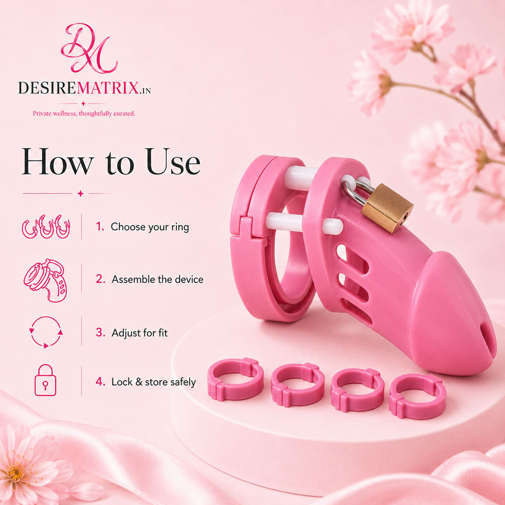 Long and short cage sections of the pink CB-6000 chastity device