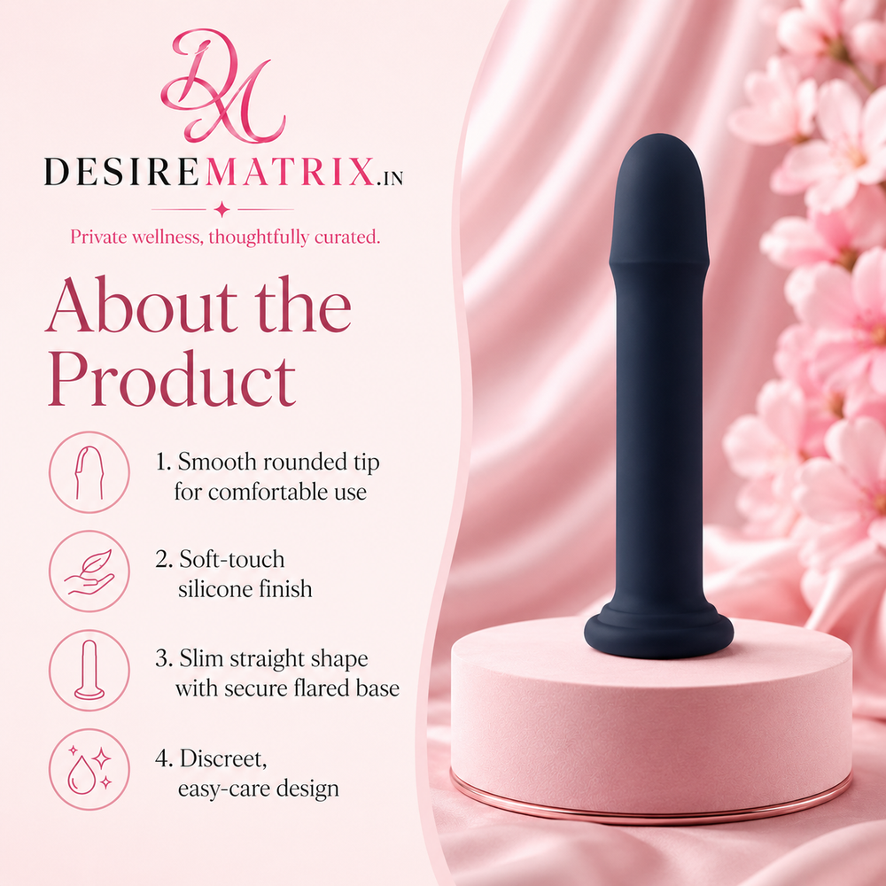 Base detail of the black silicone strap-on dildo for O-ring harness use