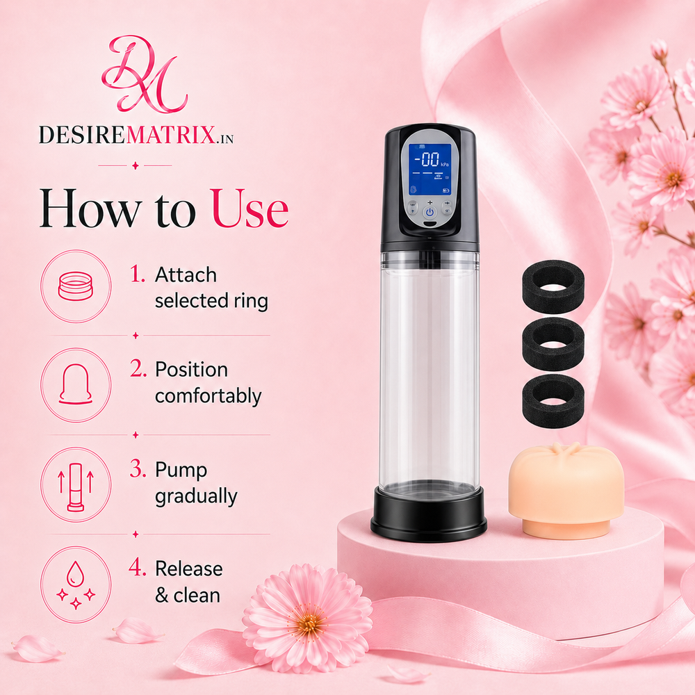 LCD display panel on the electric penis pump showing pressure reading