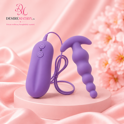Curved vibrating anal bead massager shaped for G-spot and prostate contact