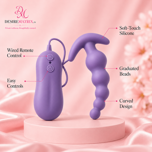 Graduated bead massager shown full length with its safety base