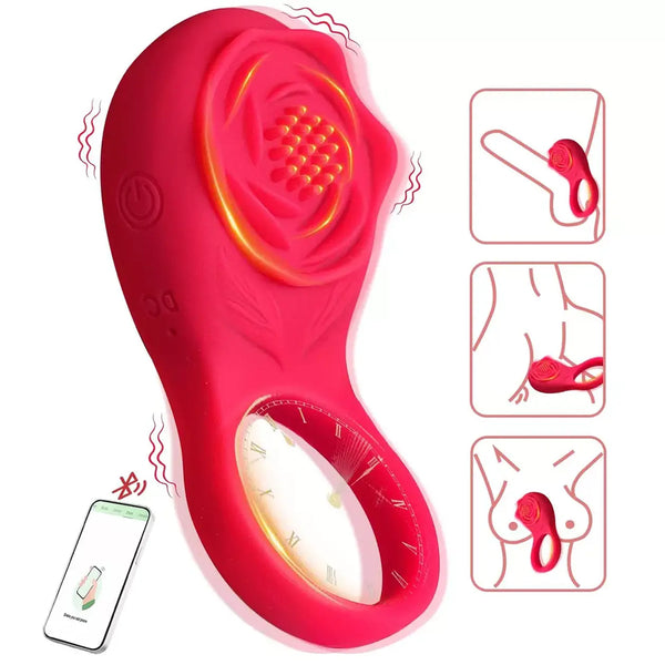 App Controlled Vibrating Ring — Bluetooth, Textured Pad — Penis Rings, Body-safe silicone and TPE