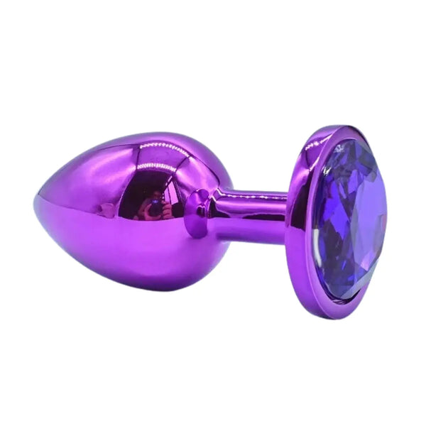Jewelled Steel Plug — 9 cm, Purple Gem Base — Anal Plugs, High-quality stainless steel, non-porous