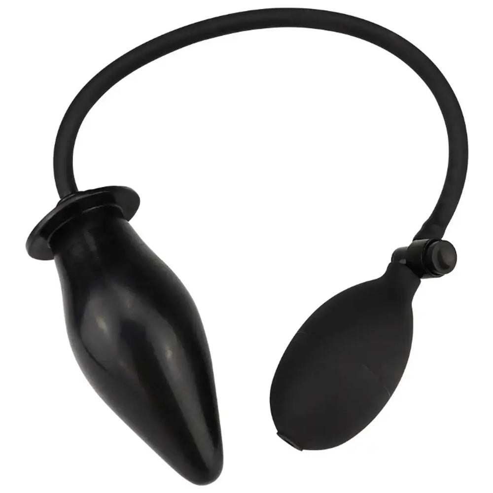 Inflatable silicone anal plug with hand pump