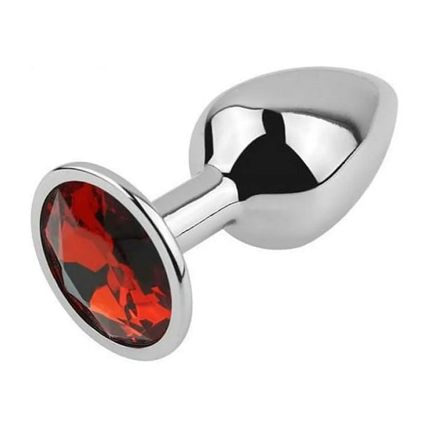 Jewelled Butt Plug — Small, 2.8 Inch, Red Gem Base — Anal Plugs, Body-safe, smooth polished surface