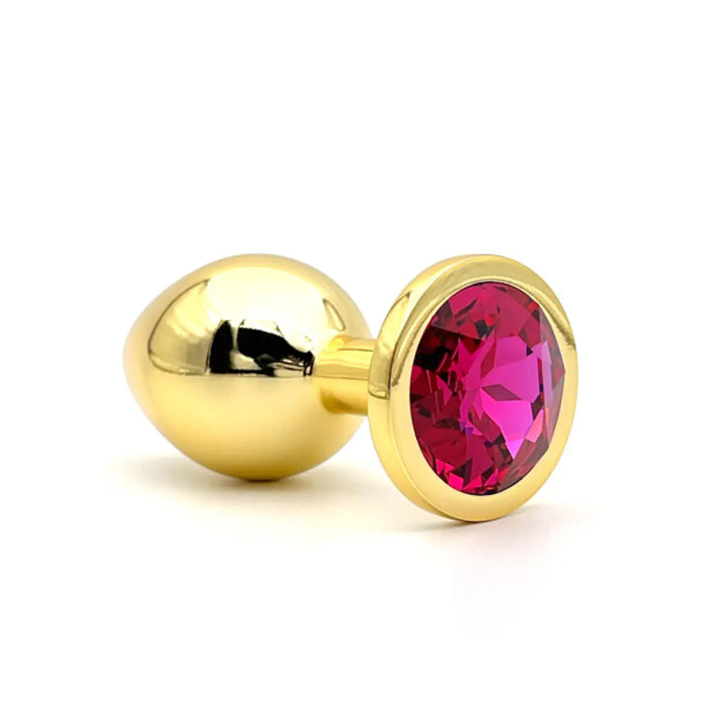 Gold finished medical stainless steel butt plug with jewelled base