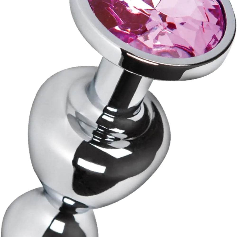 Slim jewelled butt plug with pink gem base