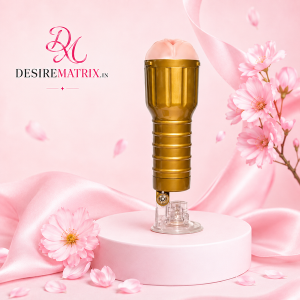 Aircraft Cup — Silicone Masturbator with Suction Base, Gold — Masturbators, TPE sleeve with ABS outer shell