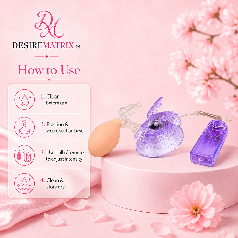 Control buttons and battery housing on the clitoral suction massager