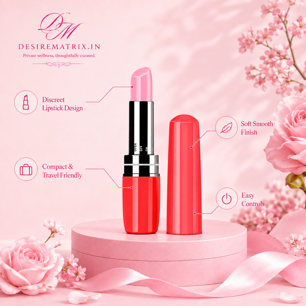 Lipstick vibrator shown closed, disguised as a cosmetic