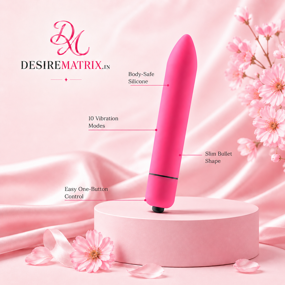 Silicone bullet vibrator shown with its tapered tip