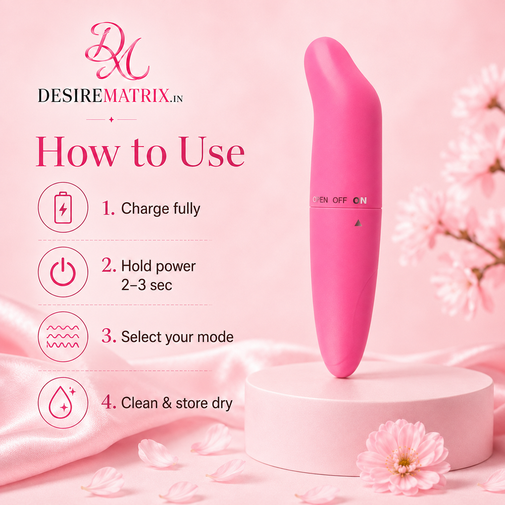 Angled tip detail on the pink mini G-spot vibrator