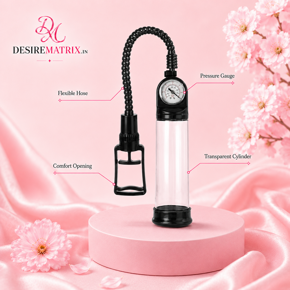 Pressure gauge dial on the vacuum penis pump