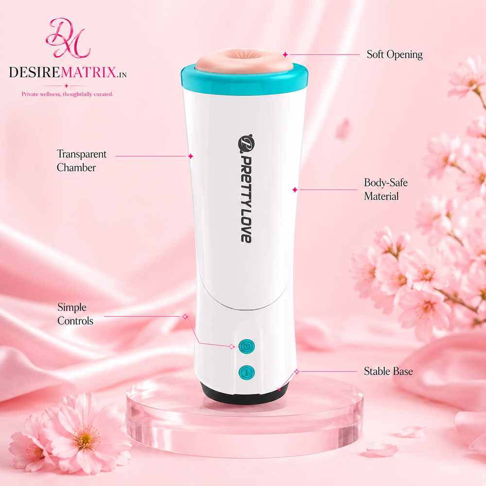 Automatic thrusting masturbator shown with its internal sleeve