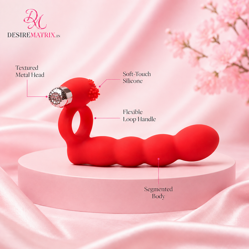 Cock ring, bead strand and vibrating bullet of the Trinity Fun set