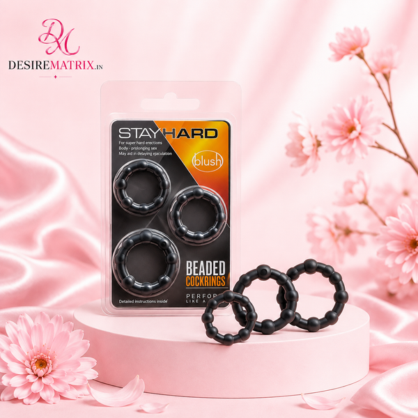 Silicone Delay Ejaculation Sex Toy Black Beaded Cock Ring For Men — Penis Rings
