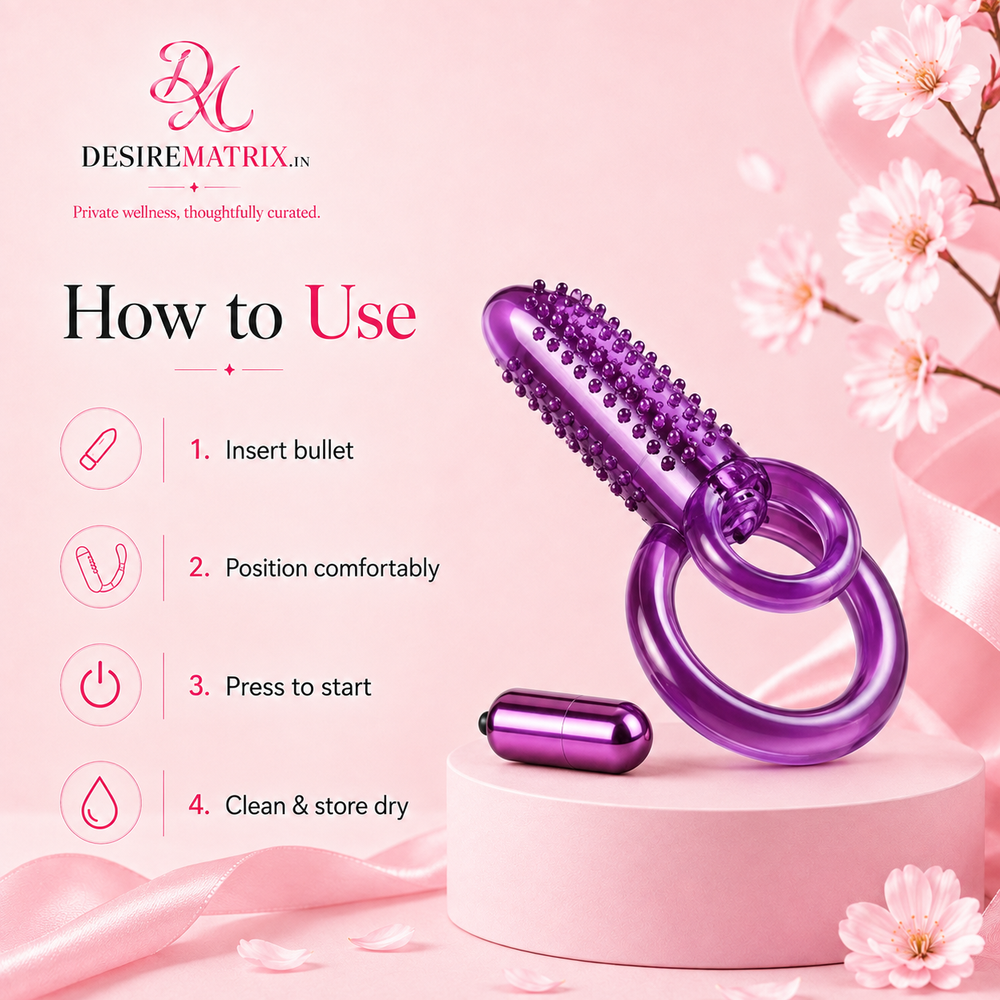 Clitoral stimulator section on the flexible double cock ring