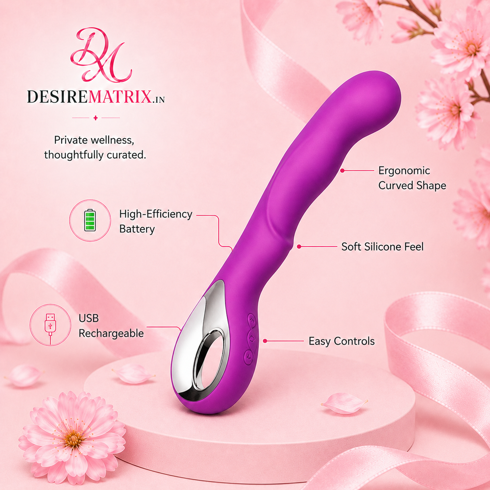 Body massager shown with its rounded silicone head