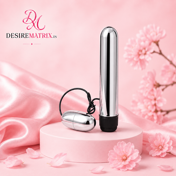 Slim Long Steel 7 Inch Rod with Mini Egg Vibrator For Women — Egg Vibrators, Polished stainless steel, non-porous