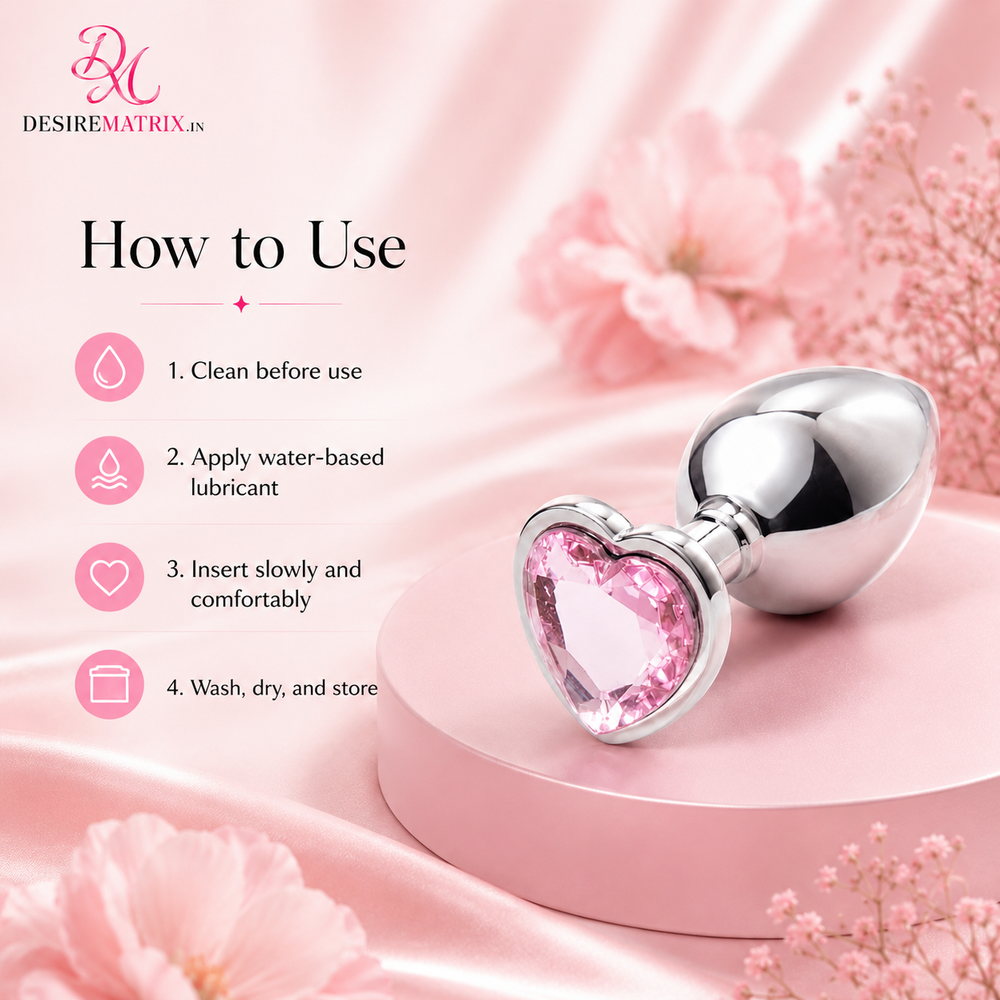 Heart base detail on the small stainless steel anal plug
