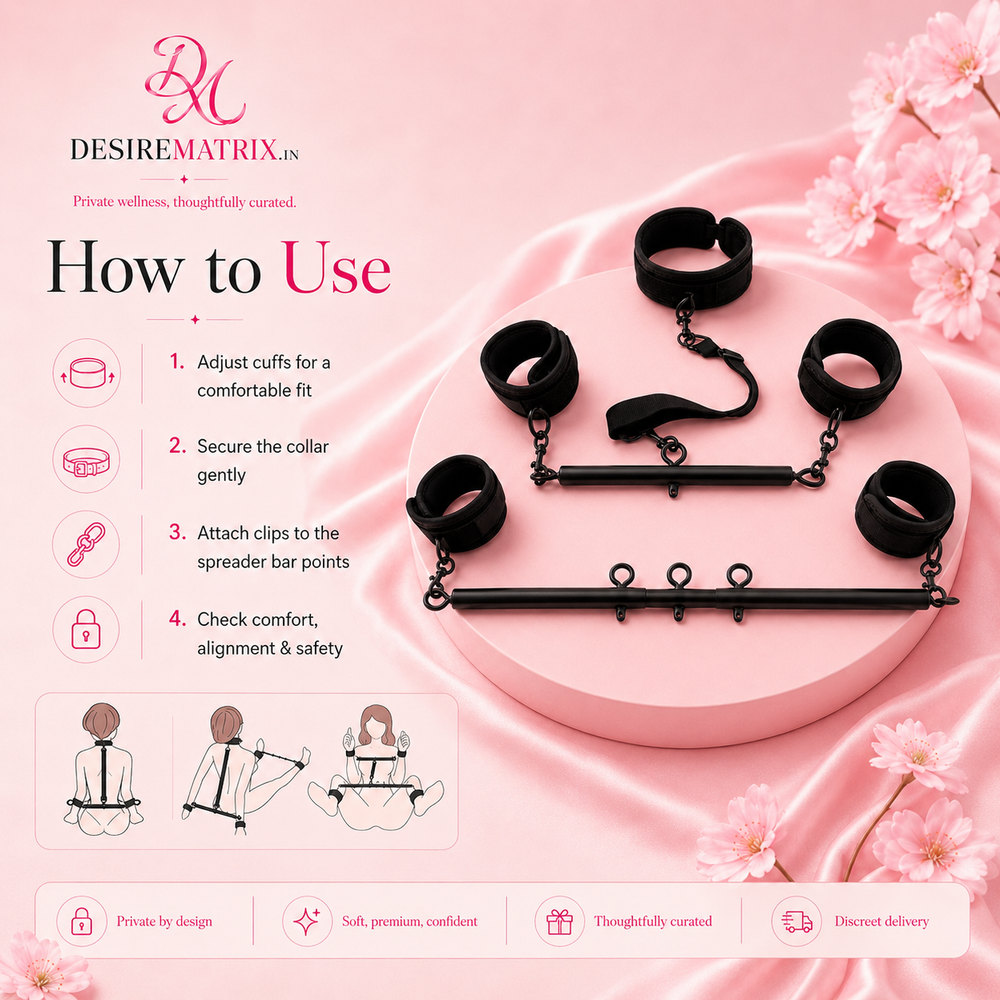 Cuff attachment and adjustment detail on the bondage spreader bar