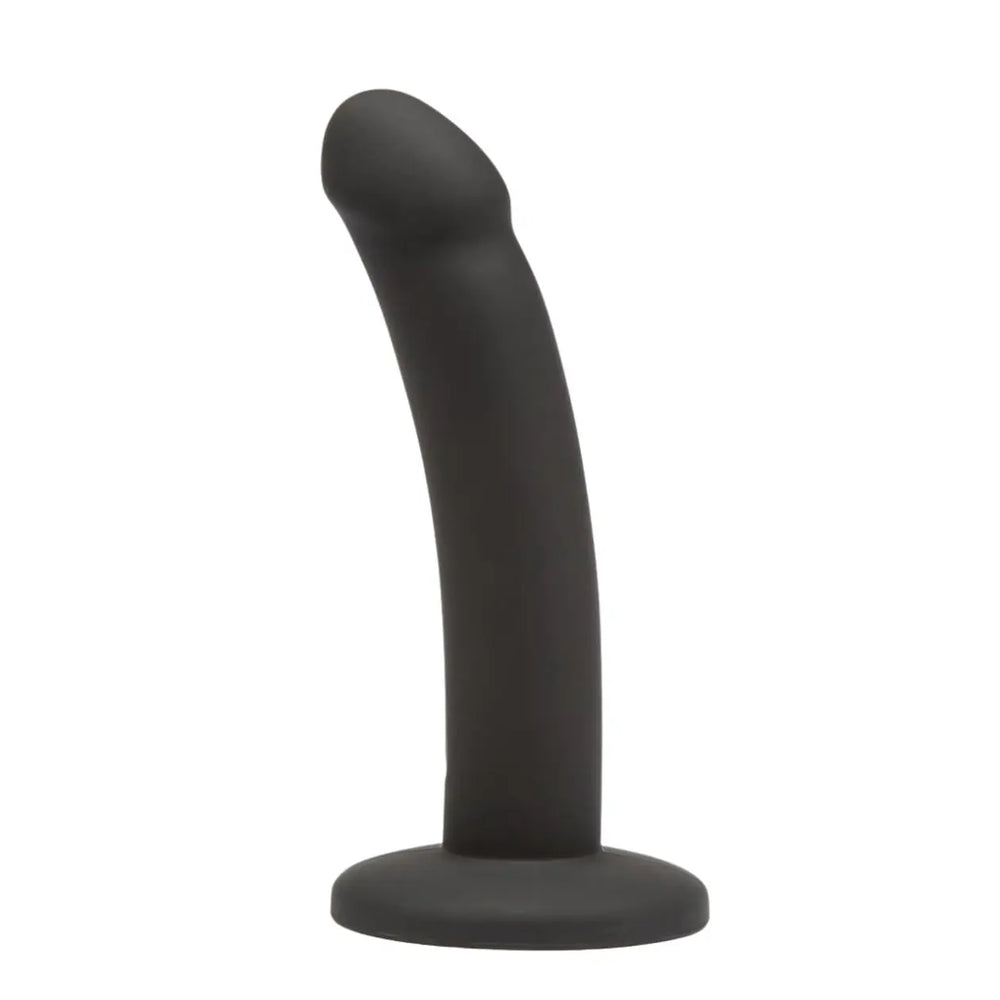 Six inch black silicone butt plug with suction cup base