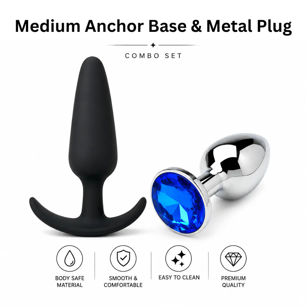 Medium plug combo, silicone anchor base and steel gem plug