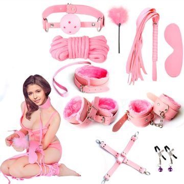 Adulttoys-india 10 Pieces BDSM Bondage Kit -Pink — bdsm kit