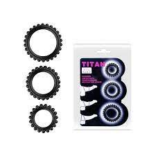 Baile Titan Black 3Pcs Set Cock Ring For Men — penis ring